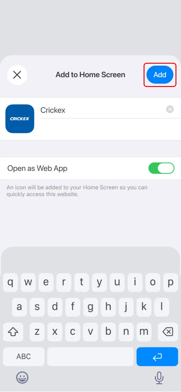 Confirm installation to start playing Aviator on Crickex iOS.