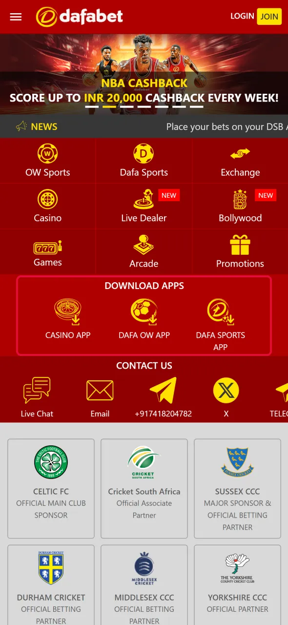 Locate the mobile app button to install Aviator via Dafabet application.